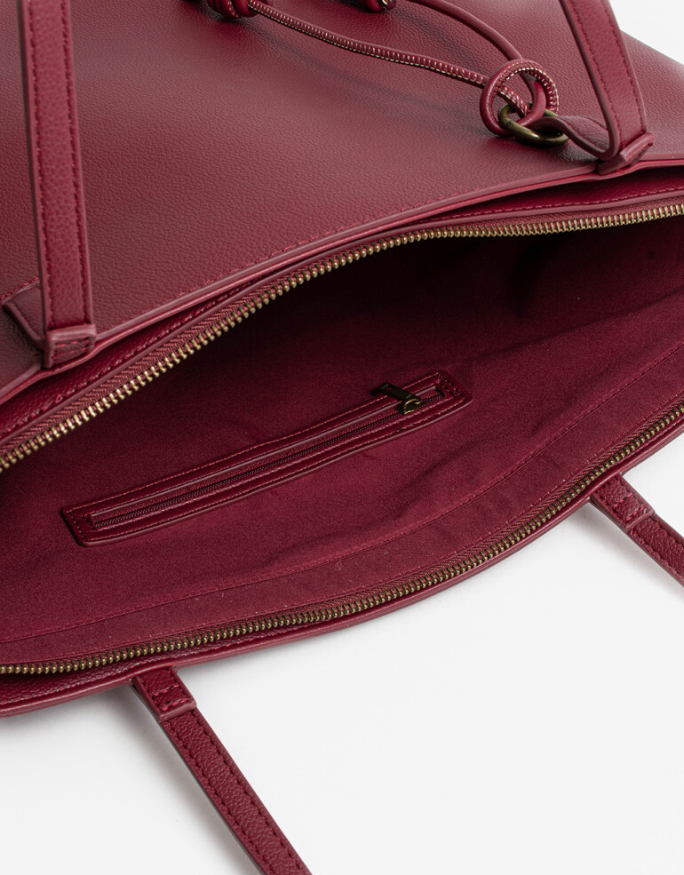 Shopper Shopper Doble Asa Con Charm - Rojo Oscuro