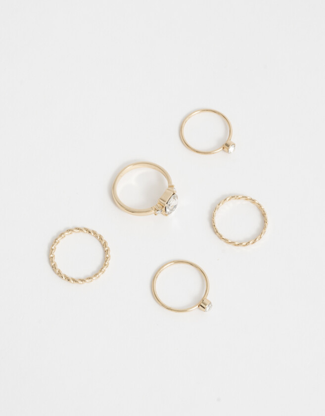 Sets Anillos Strass Crystal Sets De Anillos Con Strass Crystal - Dorado