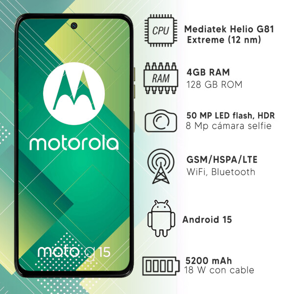 Motorola G15 4gb Ram 128gb Lte 4g 50mpx NARANJA
