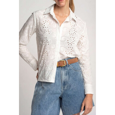 Blusa Broderie Manga Larga Nacar