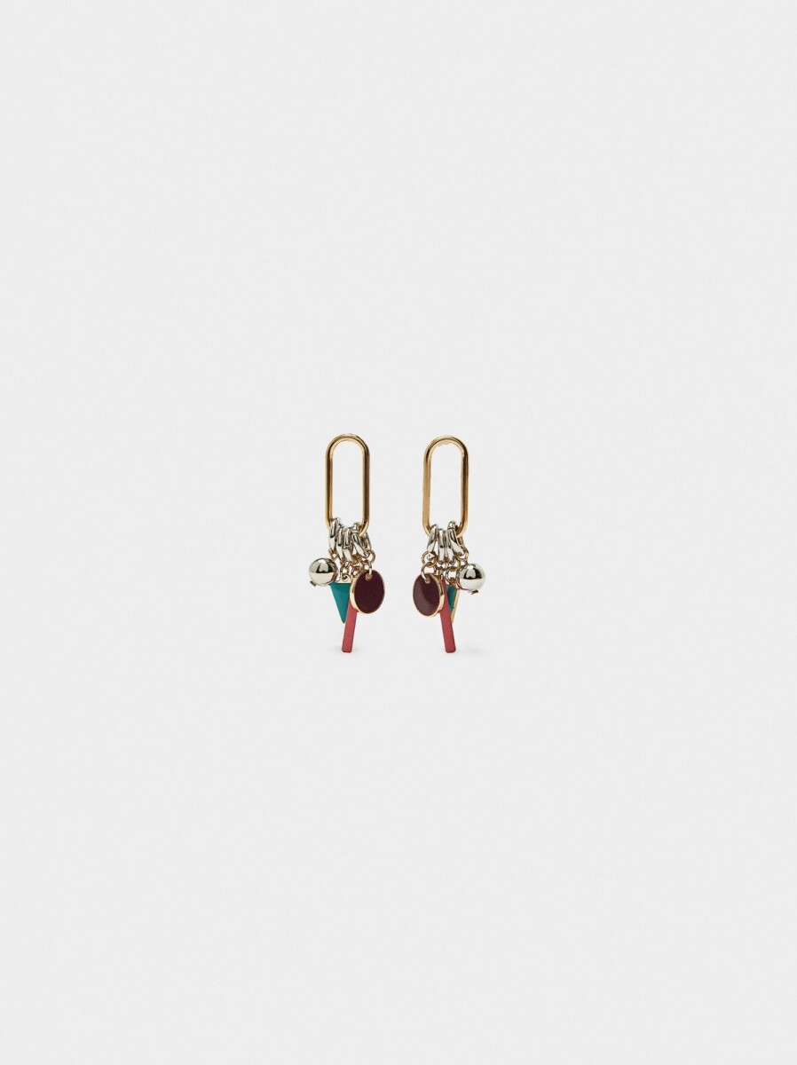 Pendientes Con Detalles Geométricos - multicolor 