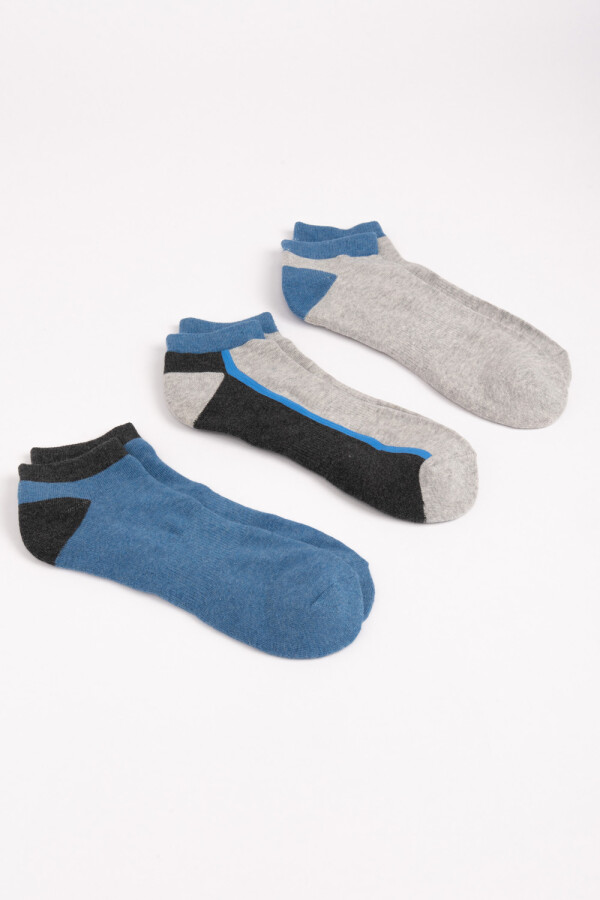 Soquetes fitness pack x3 Azul