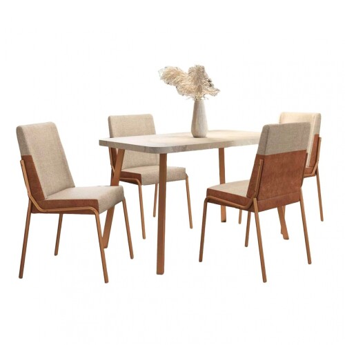 Juego de Comedor Stellar Hug Rectangular 4 sillas Marron