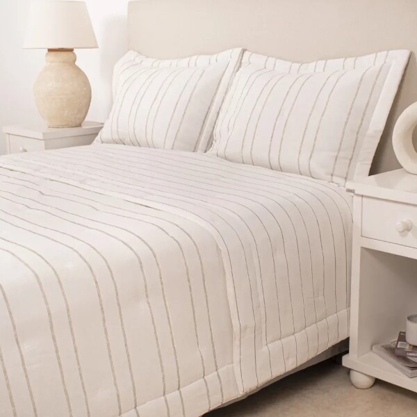 Edredon Col. Naturale Oasis Rayas Espigadas Beige 250 x 240 cm