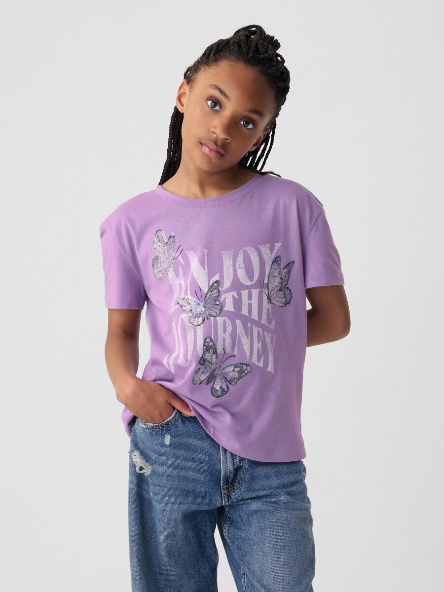 Remera Gráfico Con Lentejuelas Niña - Lilac Surge 2 