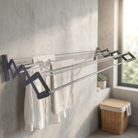 Tendedero plegable pared en aluminio 120 cm GRIS