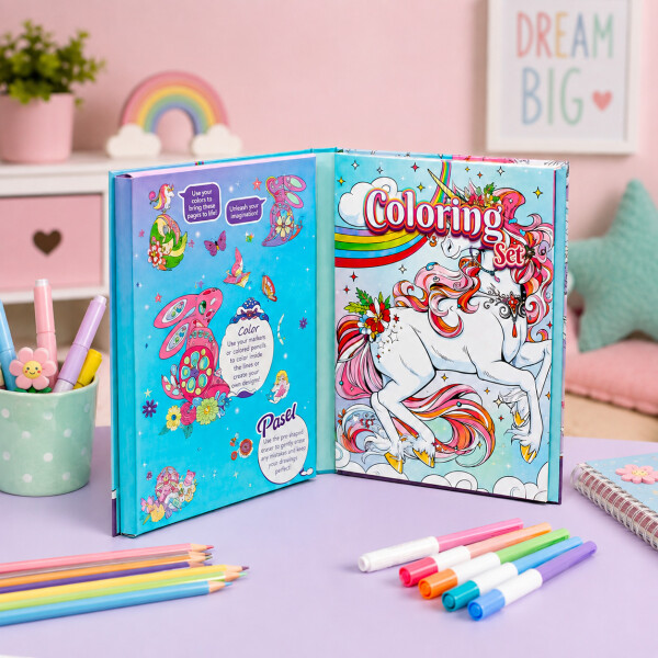 Set de Arte Infantil para Colorear con 6 Marcadores Blanco 1