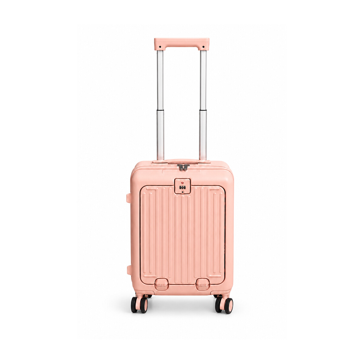 Valija carry on con bolsillo delantero y porta botella - Rosado 