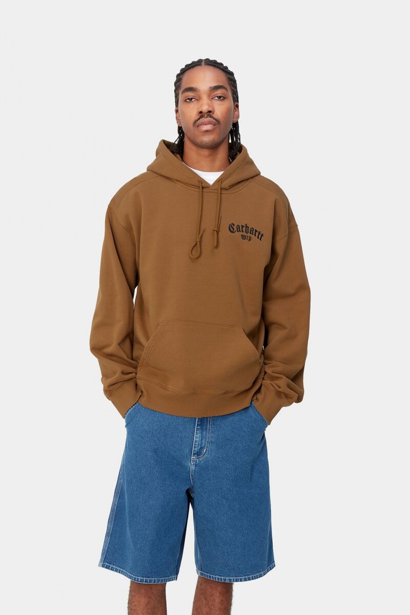 Hooded Onyx Script Sweat Marron