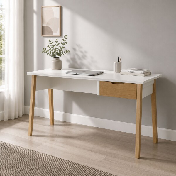 ESCRITORIO - 1 CAJON LINEA WOOD BLANCO