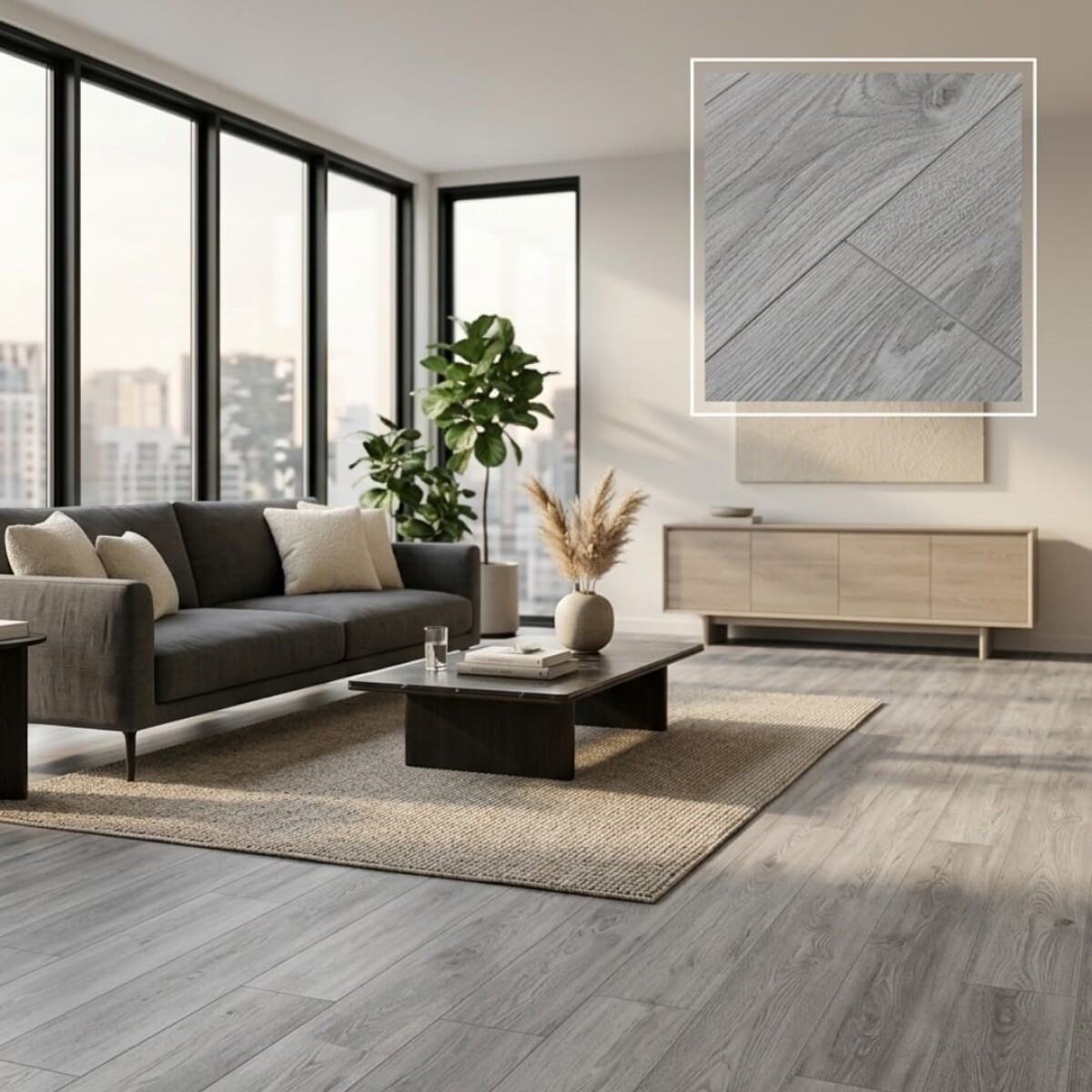 PISO VINILICO SPC ALTA CALIDAD ENCASTRABLE 2.68 METROS CUADRADOS COLOR GRIS O5001 - GRIS 