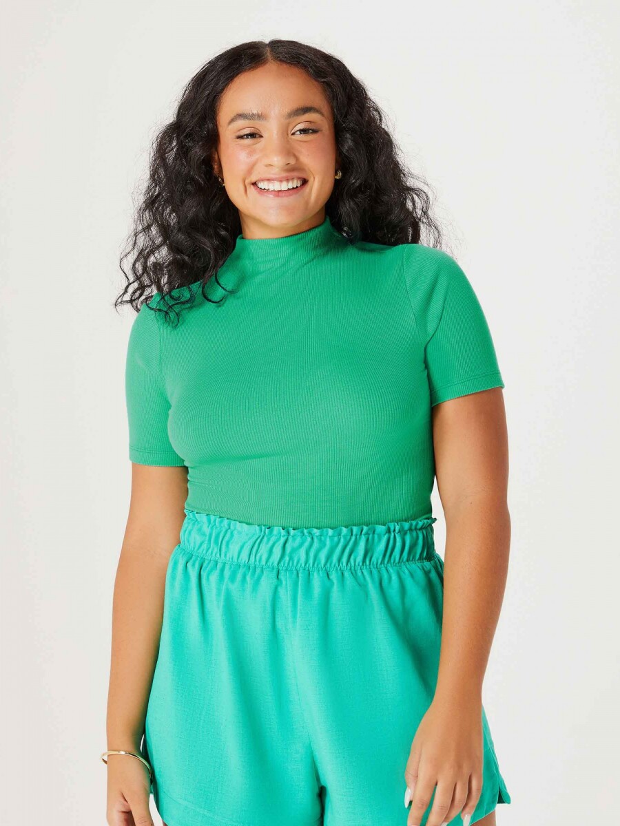 BLUSA BÁSICA CUELLO ALTO - VERDE 