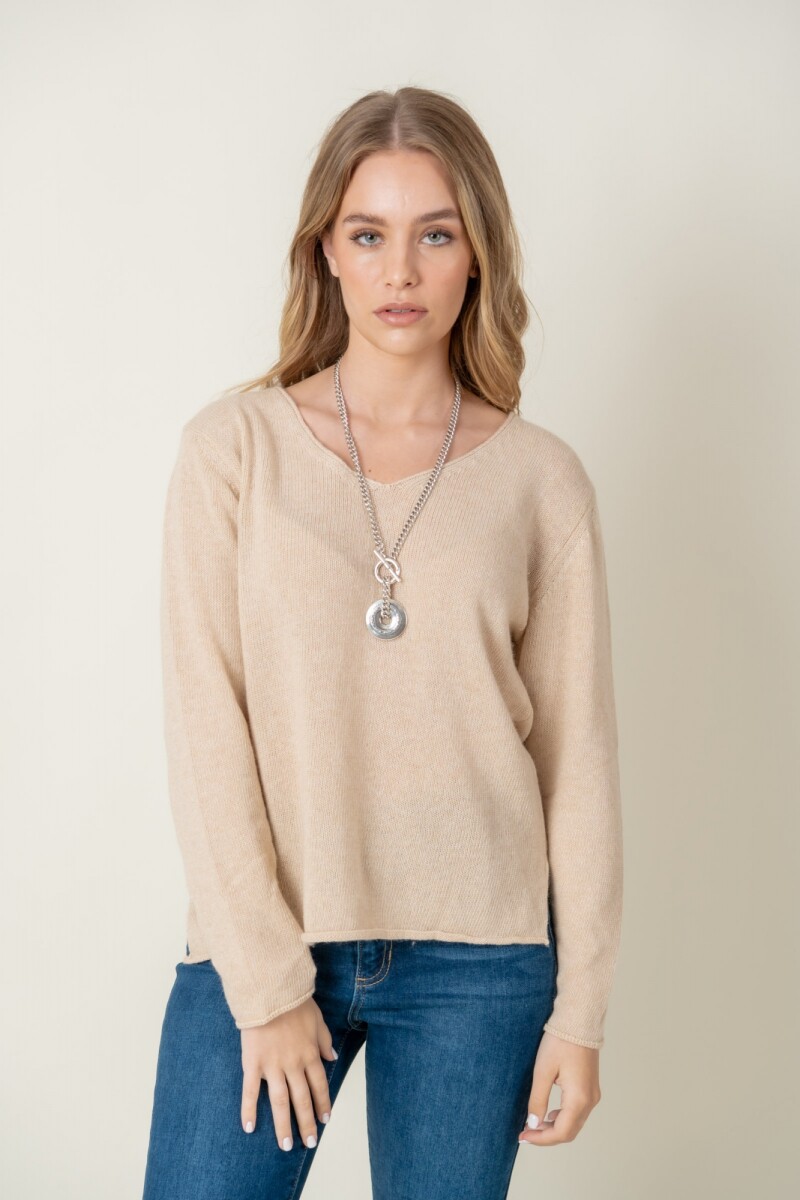 Sweater lana liso - Beige 