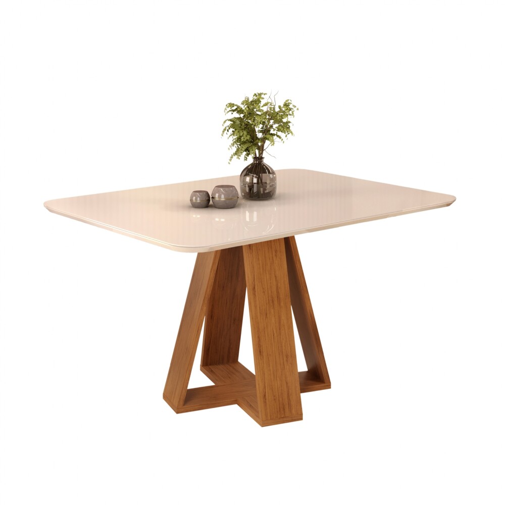Juego De Comedor - 4 Sillas + Mesa Tapa De Vidrio - Celeste Marrón | Beige