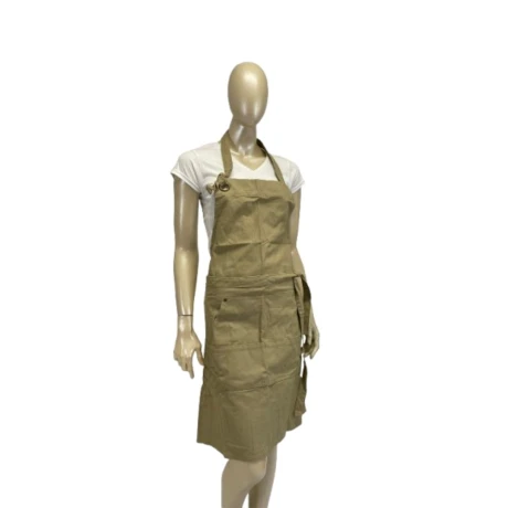 Delantal con peto, bolsillos y cuello ajustable Khaki