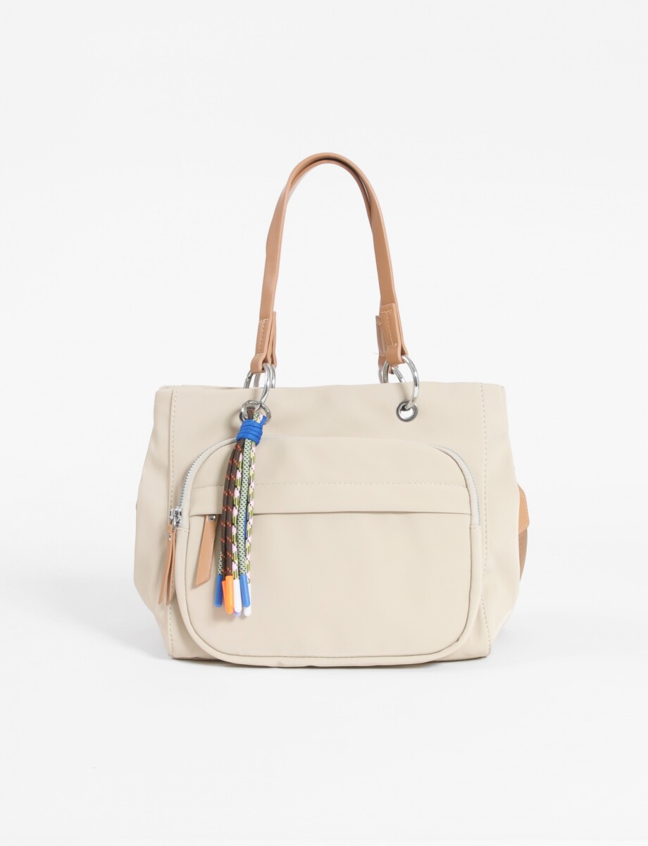 Cartera con asa y bolsillo - beige 