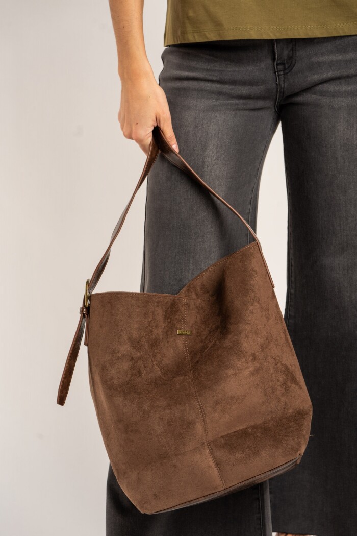 Cartera Gamuza Vegana Chocolate
