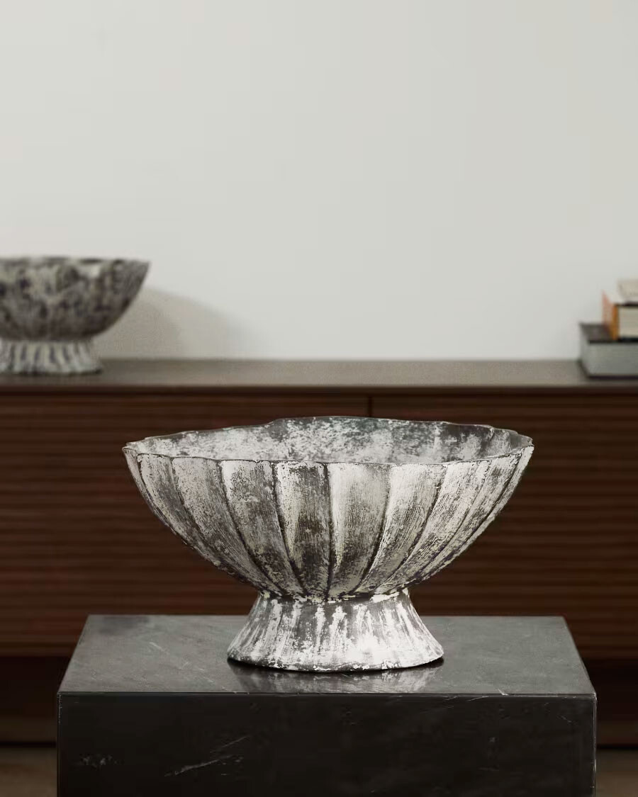 Centro de mesa Valura de papel maché gris Ø 33 cm