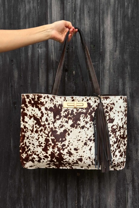 Cartera Madison Piel Blanco y Choco