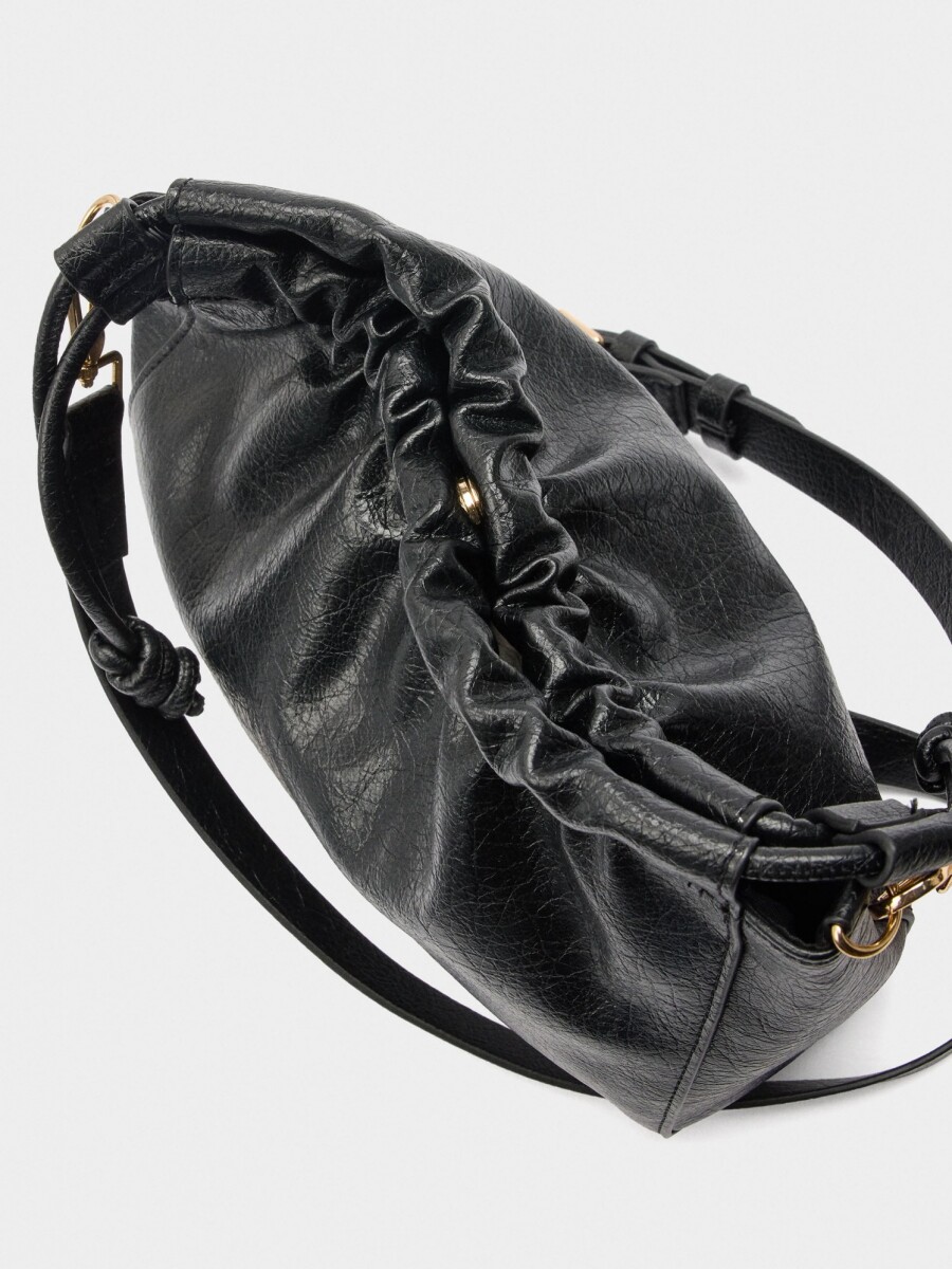 Bolso Bandolera Con Fruncido negro