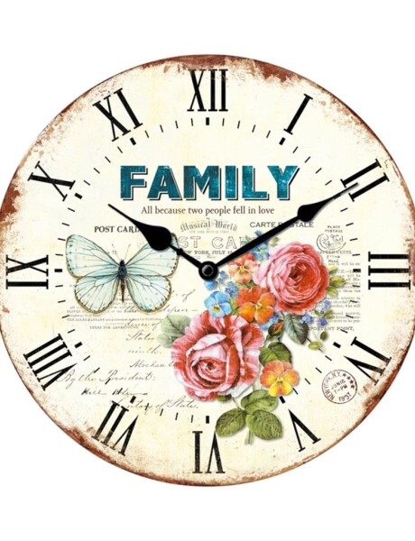 RELOJ DE PARED MDF D28.8X3.5CM FLORES MARIPOSA FAMILY RELOJ DE PARED MDF D28.8X3.5CM FLORES MARIPOSA FAMILY