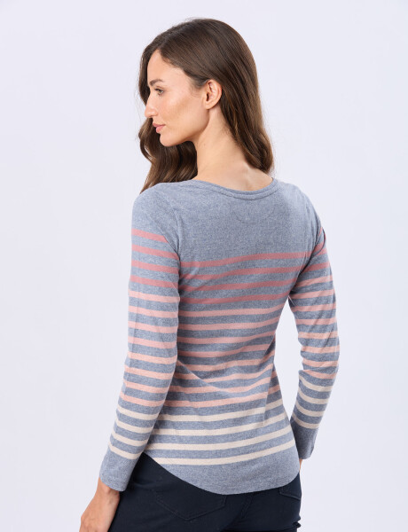 REMERA RAYADA DE ALGODÓN Azul