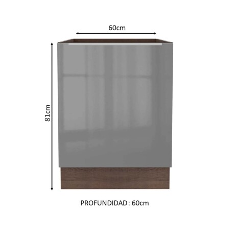 BAJO MESADA 60 CM MDP-Y-VIDRIO GRIS LUX