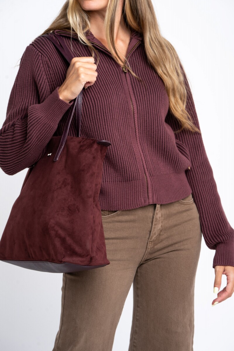 Campera Tejida Algodon Burdeos