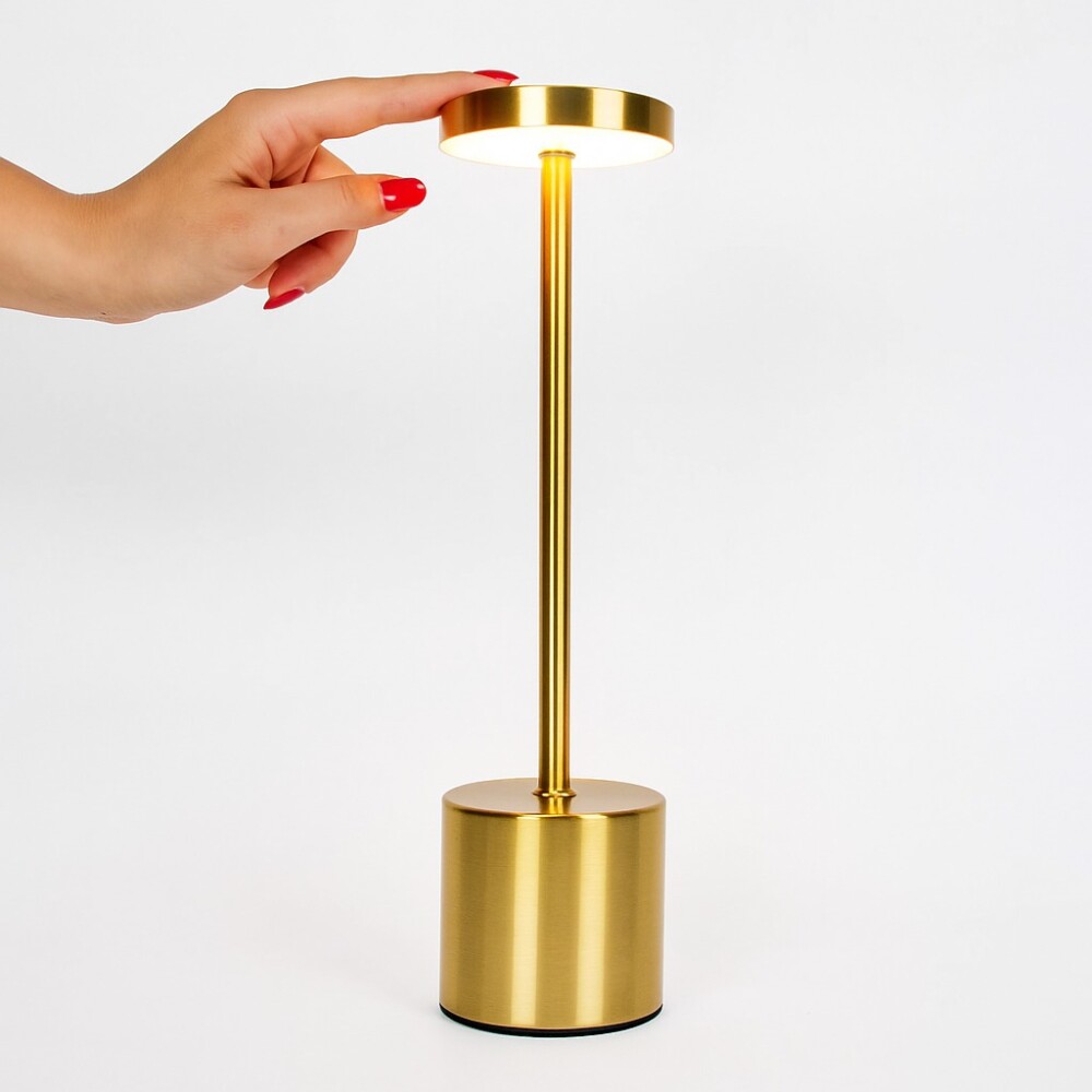 Lampara De Mesa De Luz Led Recargable De 34cm Dorado