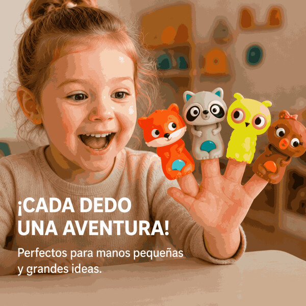 Set X4 Títeres de Dedo Animalitos para Baño y Juego Rosa