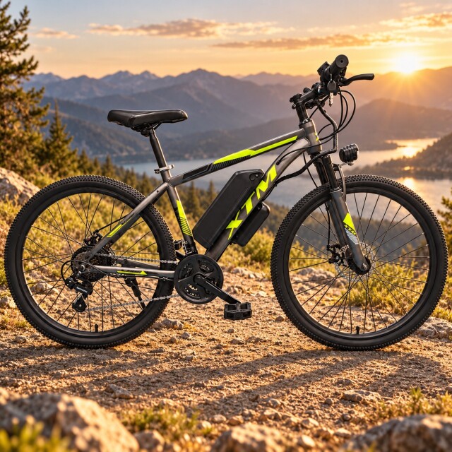 BICICLETA ELÉCTRICA MONTAÑA E-BIKE XTM AMORTIGUADORES SHIMANO RODADO 27.5 AMARILLO