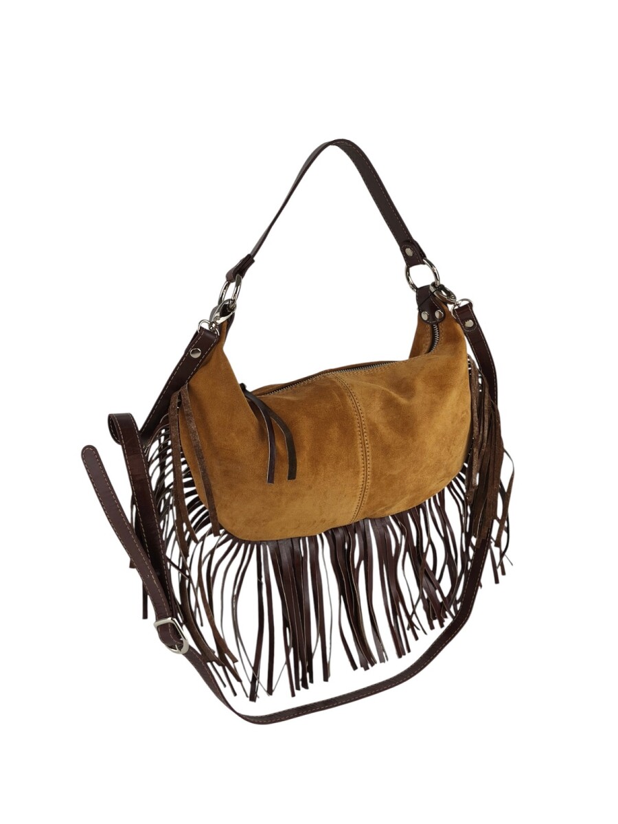 Cartera con flecos - Tostado 