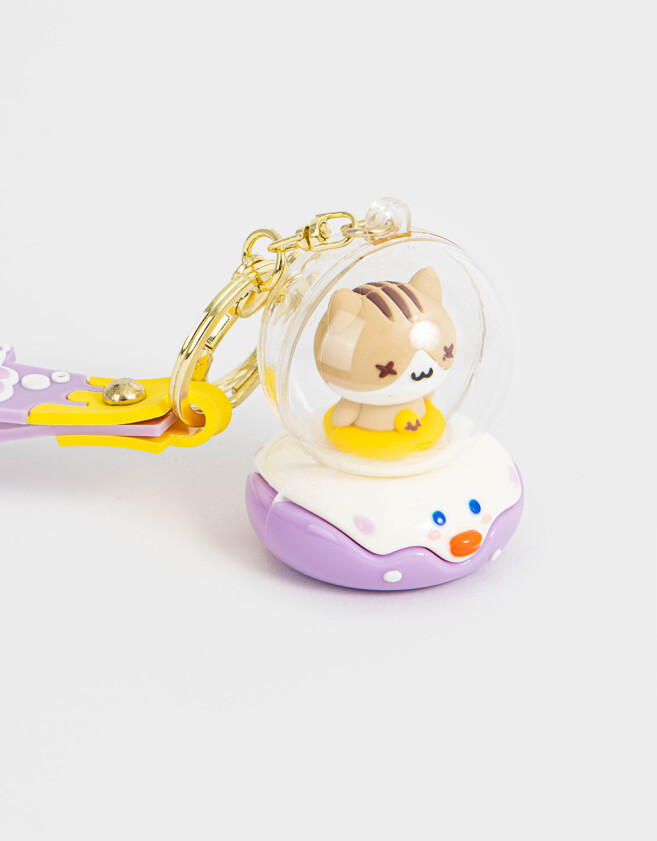 Llavero Lúdico Llavero Y Charm De Gatito En Burbuja - Violeta Lila