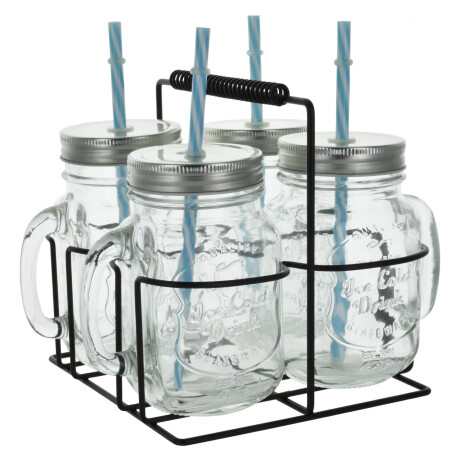 JARRA VIDRIO SET X4UDS C/SOPORTE METAL Y SORBITOS 6401 Q6 JARRA VIDRIO SET X4UDS C/SOPORTE METAL Y SORBITOS 6401 Q6