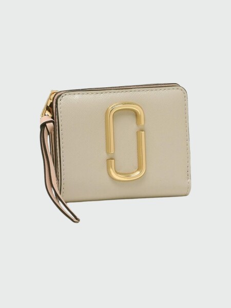 Billetera de cuero compacta, Marc Jacobs Beige