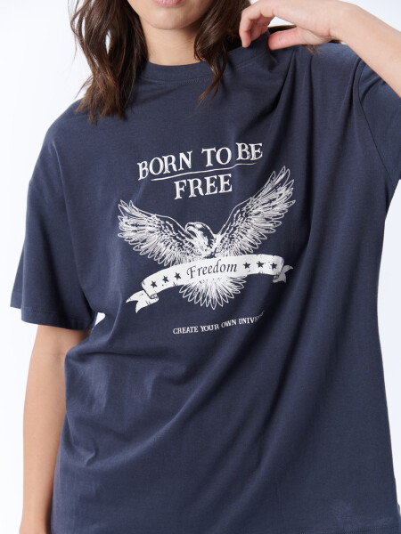 Remera oversize Estampa águila Gris Oscuro