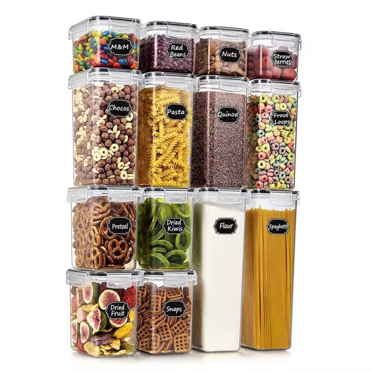 Juego de 14 Recipientes Herméticos IMBACK – Contenedores Apilables con Etiquetas 