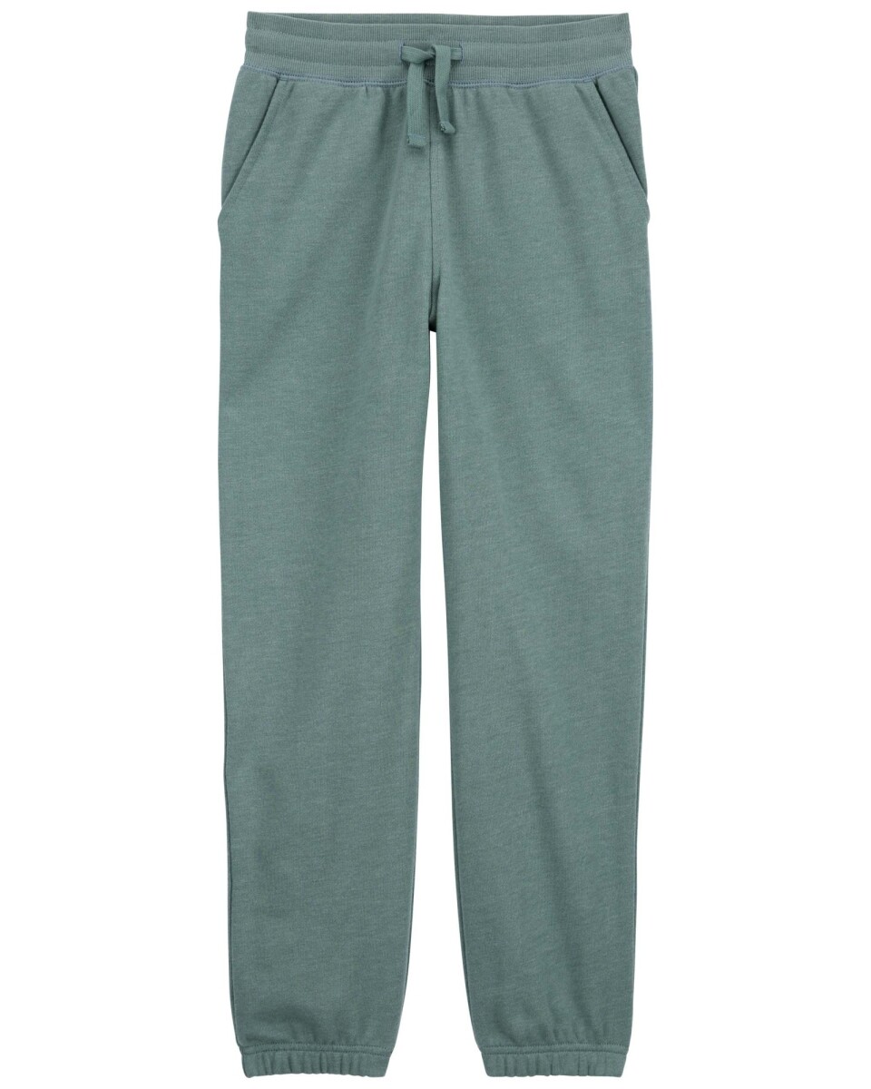 Pantalón deportivo de algodón, con logo, verde. Talles 6-14 