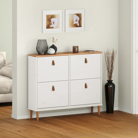 ZAPATERA 4 PUERTAS MADERA MACIZA DORMITORIO Color blanco