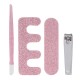 Set manicura glitter con estuche rosa