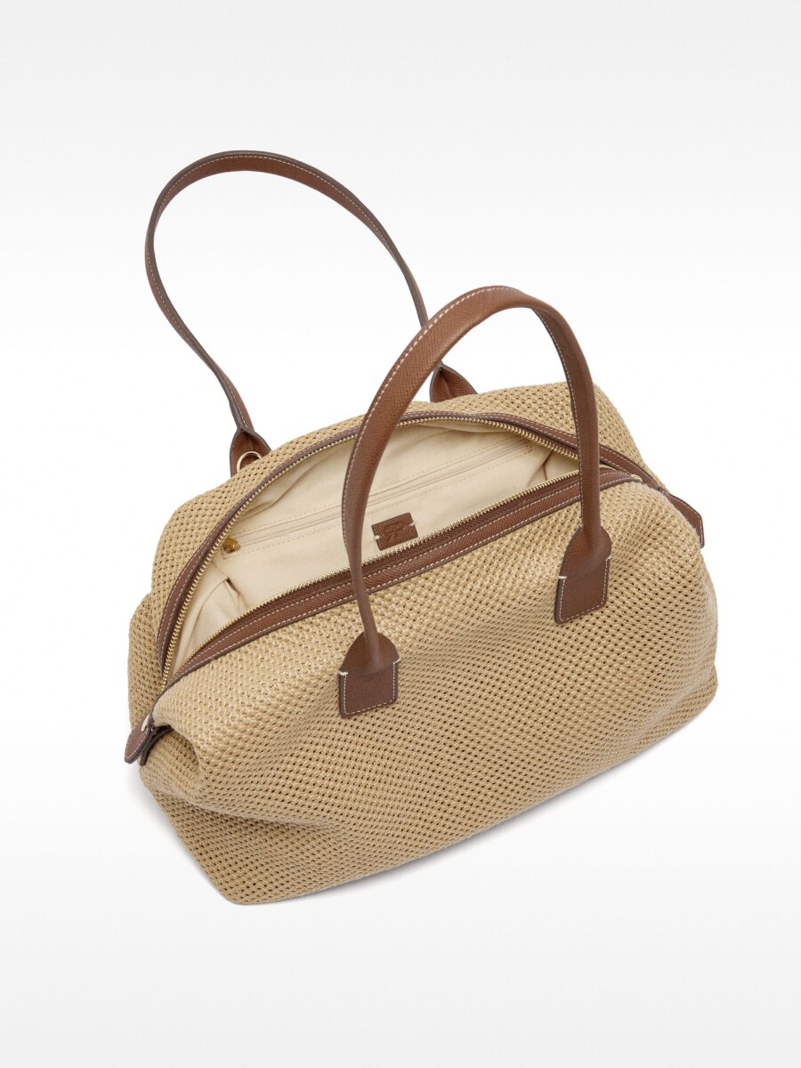 Bolso Shopper De Rafia Con Bandolera natural