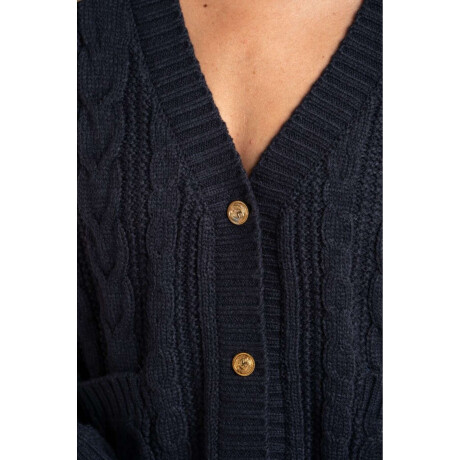 Cardigan Texturado Lana Azul Oscuro
