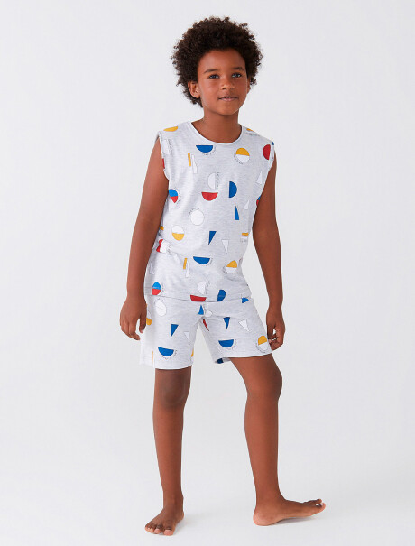 PIJAMA DE NIÑO ESTAMPADO GRIS