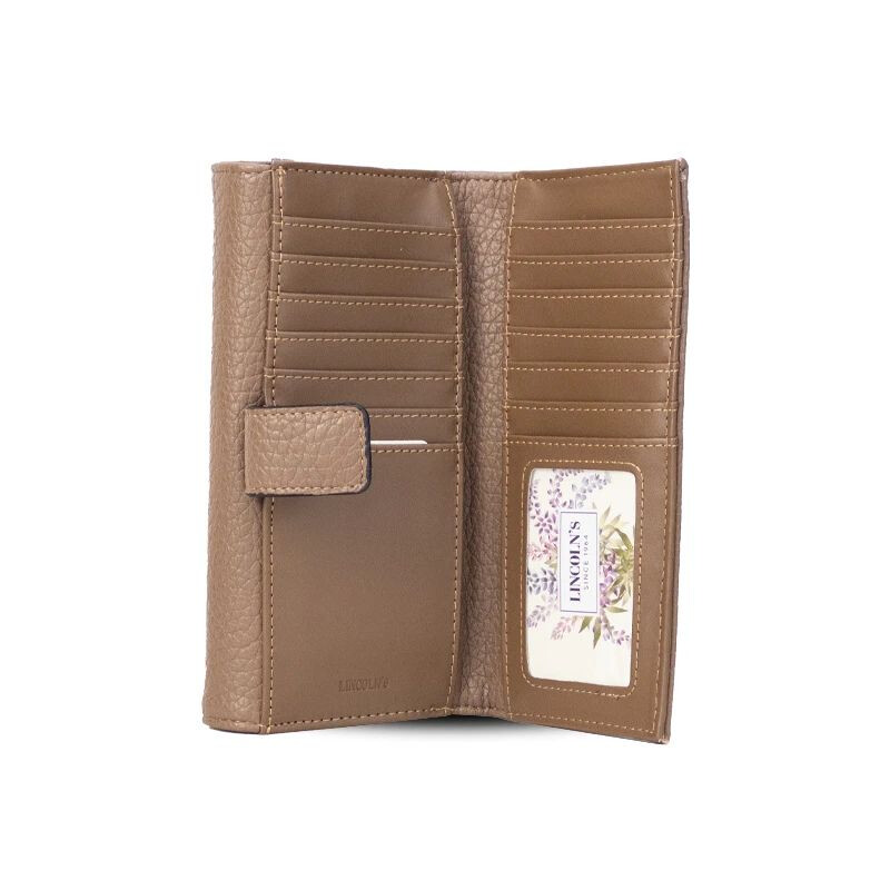 Billetera de Dama en Eco Cuero con Broche Metalico Topo