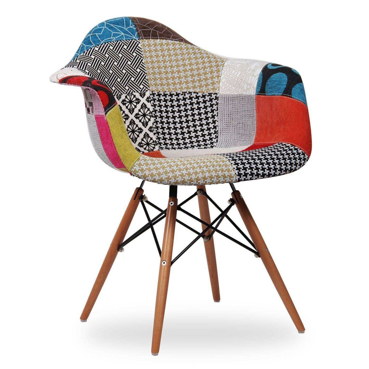 Silla Eames Lumax Patchwork Tapizada Con Apoyabrazos Diseño Moderno Para Comedor 