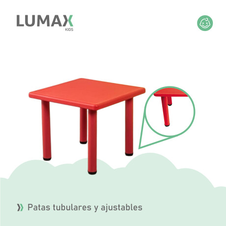 Mesa Cuadrada de Plástico y Metal para Niños 60x60cm Rojo