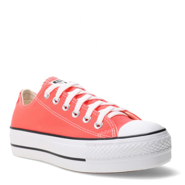 Championes de Mujer Converse - All Star Plataforma Chuck Taylor Lift Rojo Fuego - Negro - Blanco