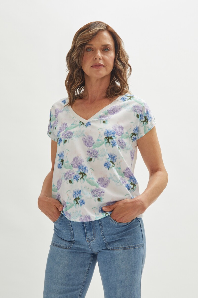 Blusa frente estampado blanco