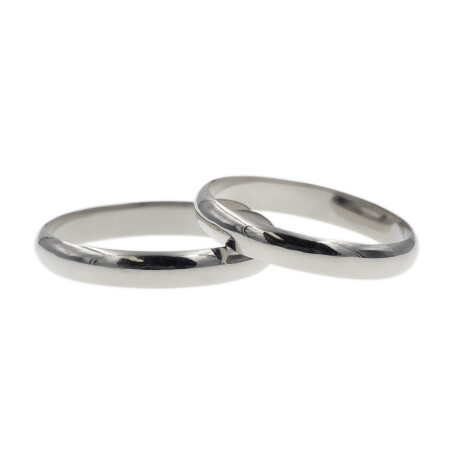 Par de alianzas clásicas en oro blanco 18k - bombé de 3mm Par de alianzas clásicas en oro blanco 18k - bombé de 3mm