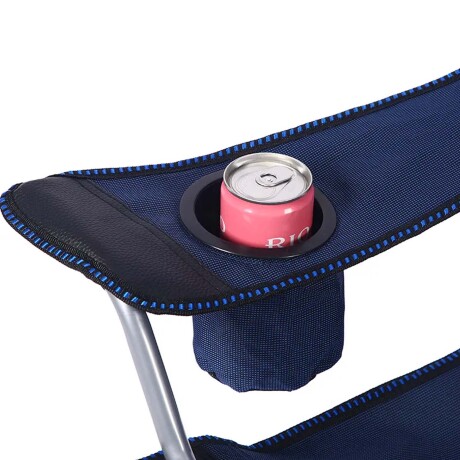 Silla de Tela Plegable Posa Vaso y Bolso Camping Playa Pesca Azul